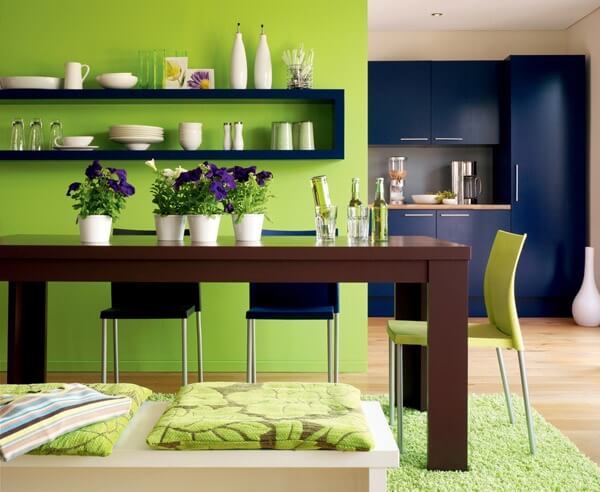 xu hướng sử dụng màu sơn xanh lá cho không gian bếp