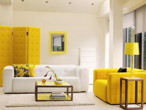 Phòng khách sơn màu vàng, màu của sự hiếu khách