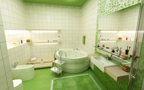 Sơn nhà sắc xanh vỏ chanh cho phòng tắm màu sắc tươi sáng và sạch sẽ.