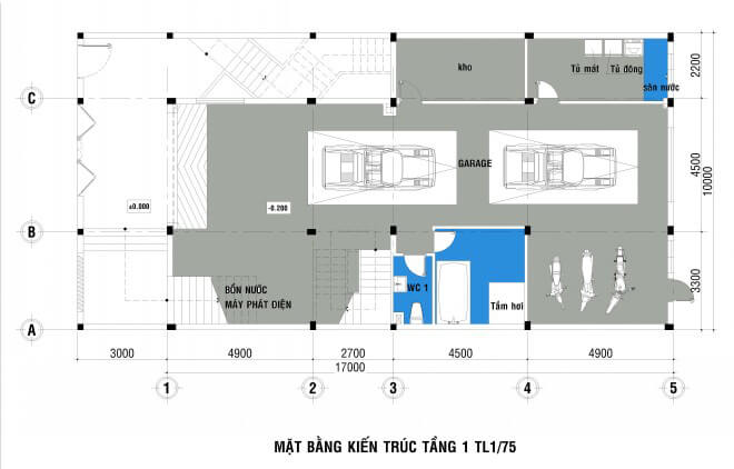 Mặt bằng mẫu thiết kế biệt thự 3 tầng.