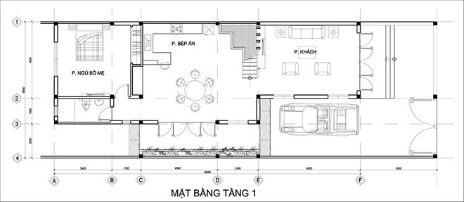 Mặt bằng thiết kế tầng 1