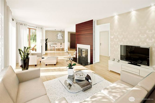 Nội thất phòng khách nhà chung cư hạng trung được đánh giá là lý tưởng để thiết kế và bố trí nội thất.