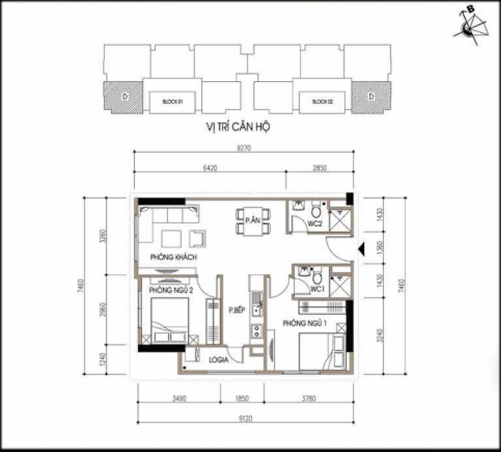 Mặt bằng thiết kế nội thất nhà chung cư.