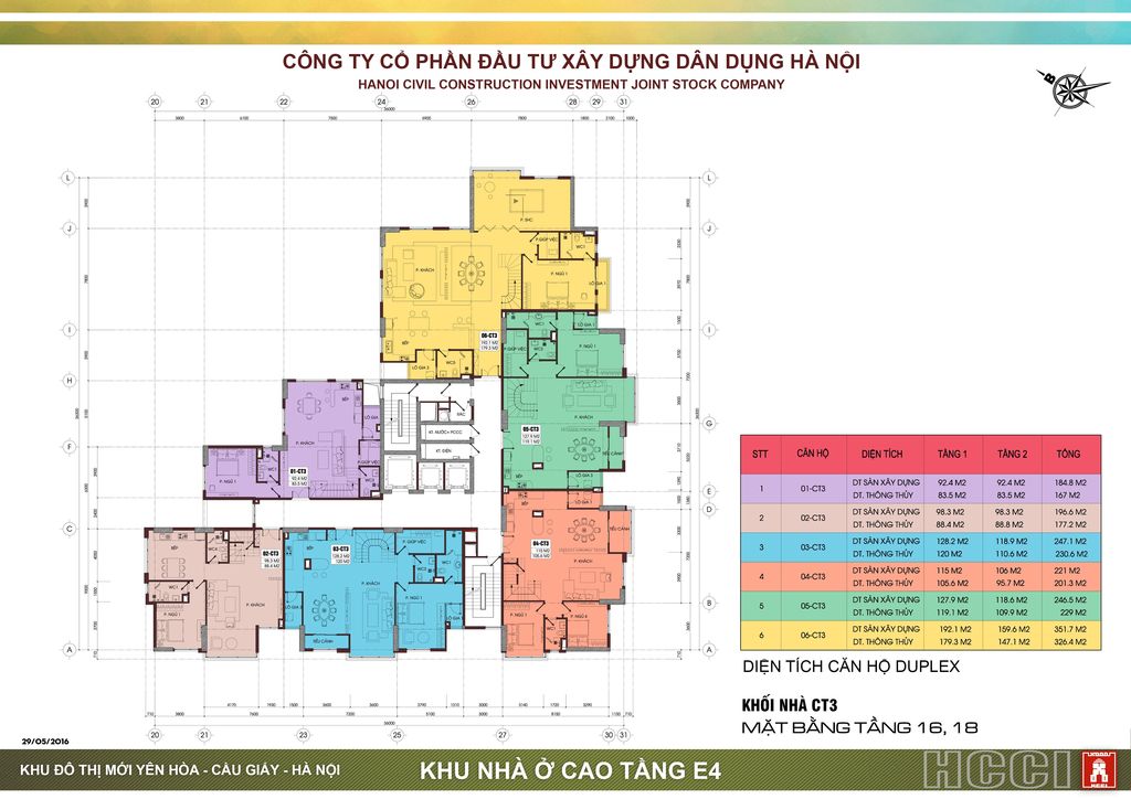 mặt bằng yên hòa park view tòa ct3 tầng 16 & 18