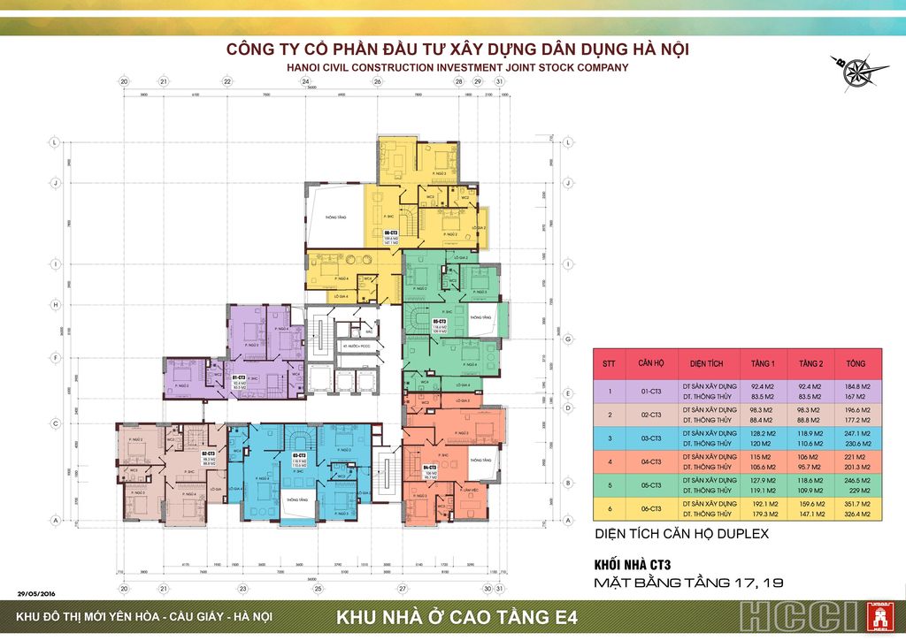 mặt bằng yên hòa park view tòa ct3 tầng 17 và 19