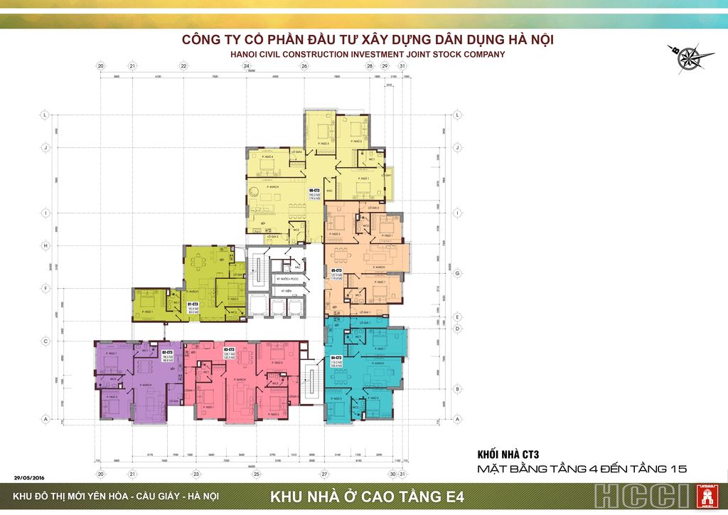 mặt bằng yên hòa park view tòa ct3 tầng 4 đến 15