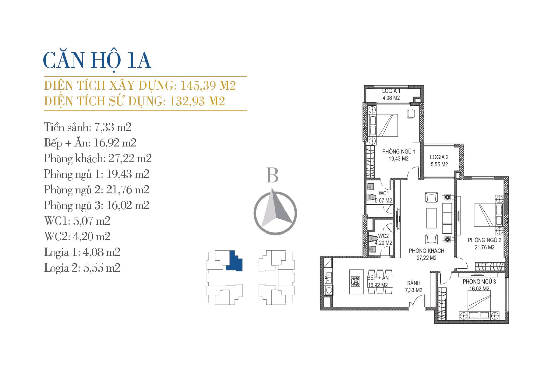 thiết kế căn hộ 1a chung cư sunshine center