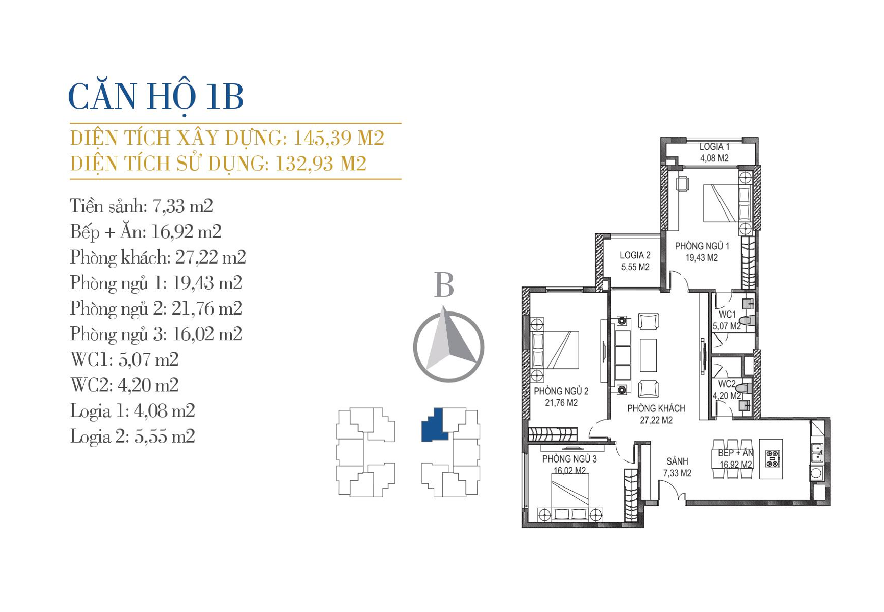 thiết kế căn hộ 1b chung cư sunshine center