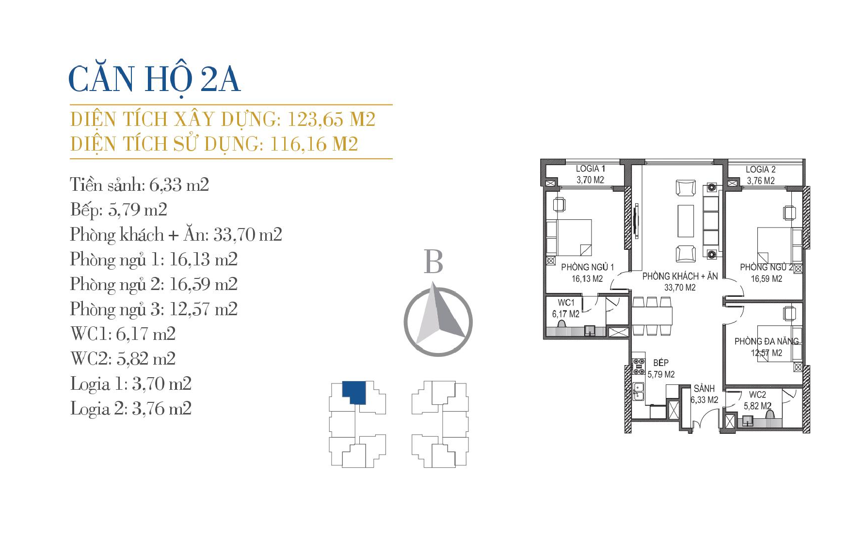 thiết kế căn hộ 2a chung cư sunshine center