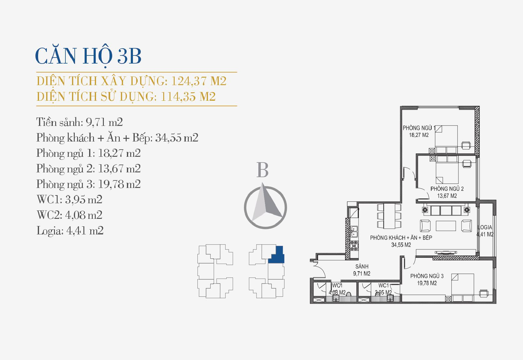 thiết kế căn hộ 3b chung cư sunshine center