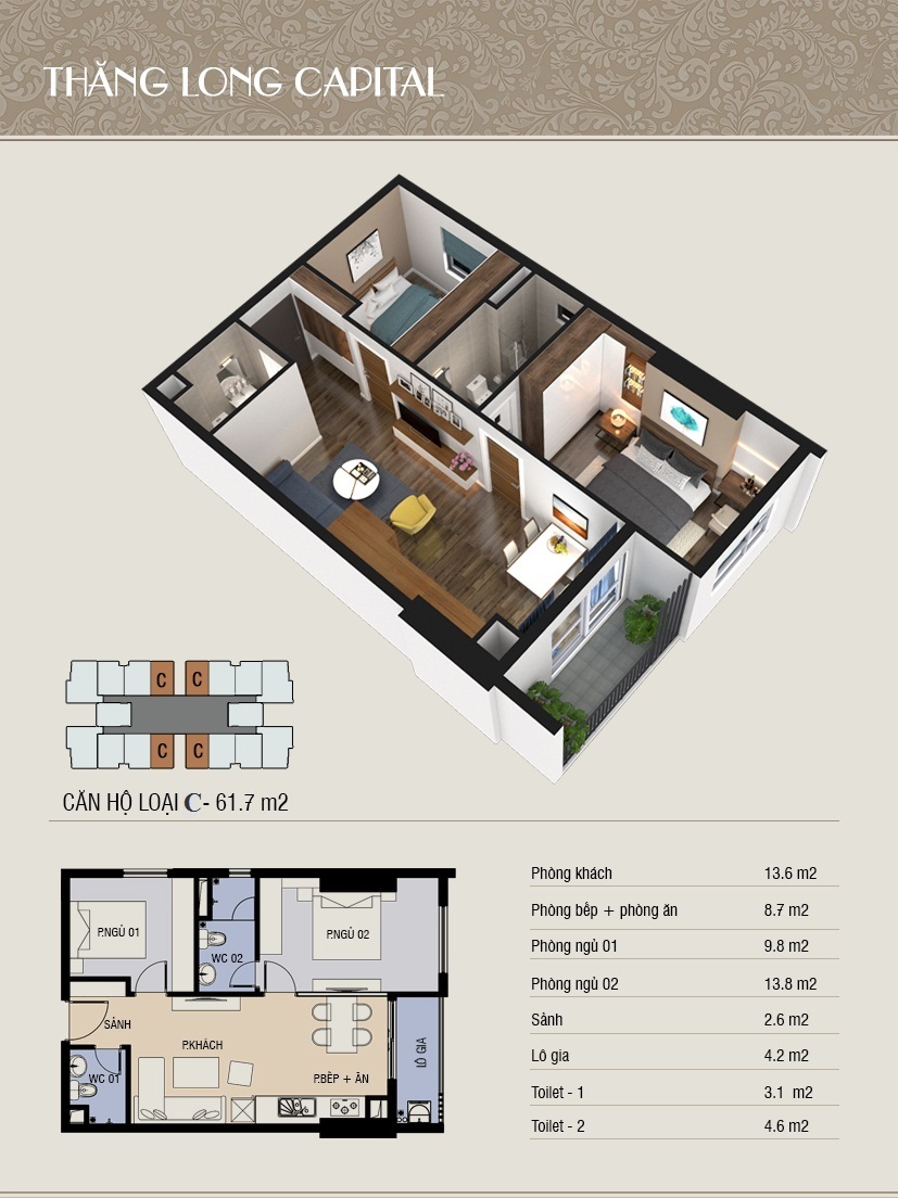 chung cư thăng long capital căn hộ loại c