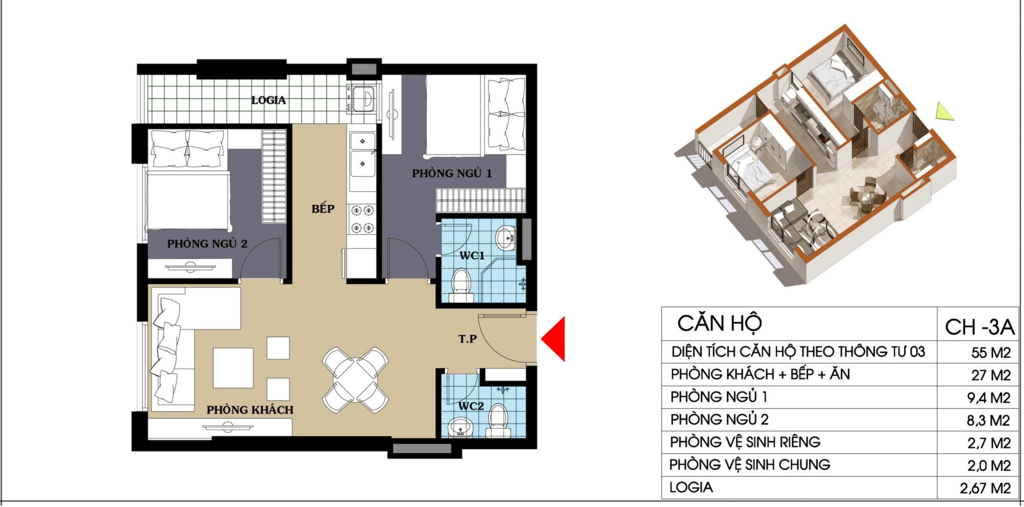 căn hộ 55 m2 chung cư @home