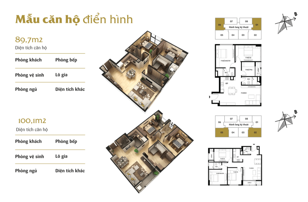 thiết kế căn hộ 3 ngủ chung cư the terra hào nam