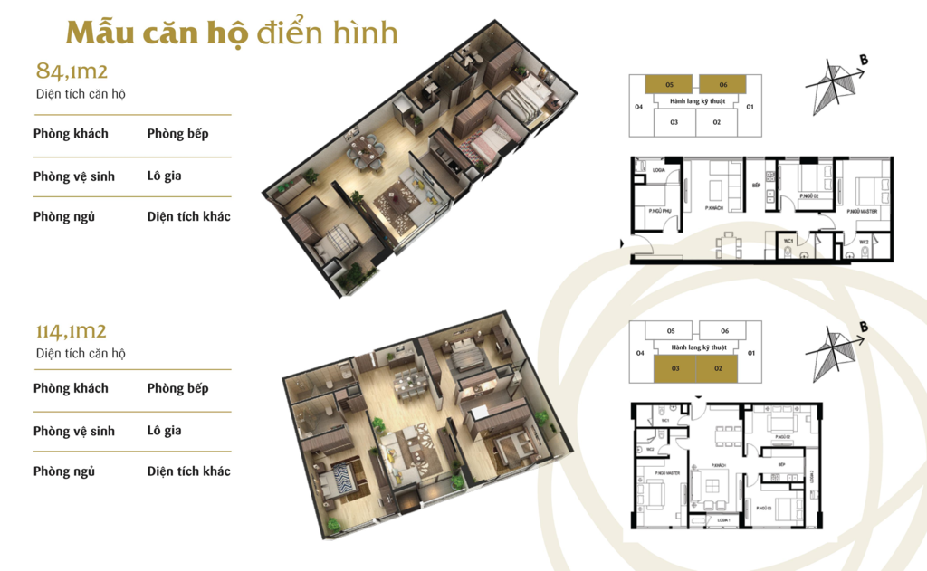 thiết kế căn hộ 3 ngủ chung cư the terra hào nam