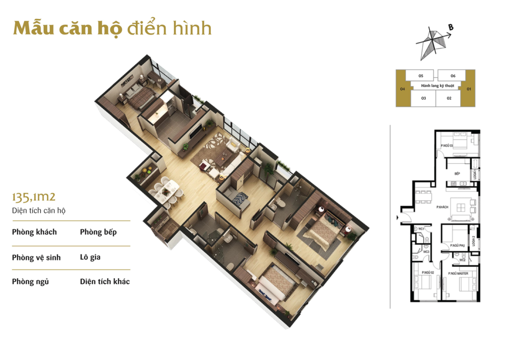 thiết kế căn hộ 4 ngủ chung cư the terra hào nam