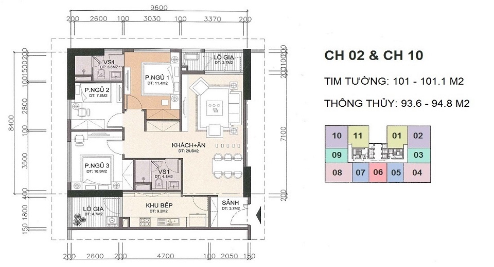 thiết kế căn hộ 94 m2 chung cư a10 nam trung yên