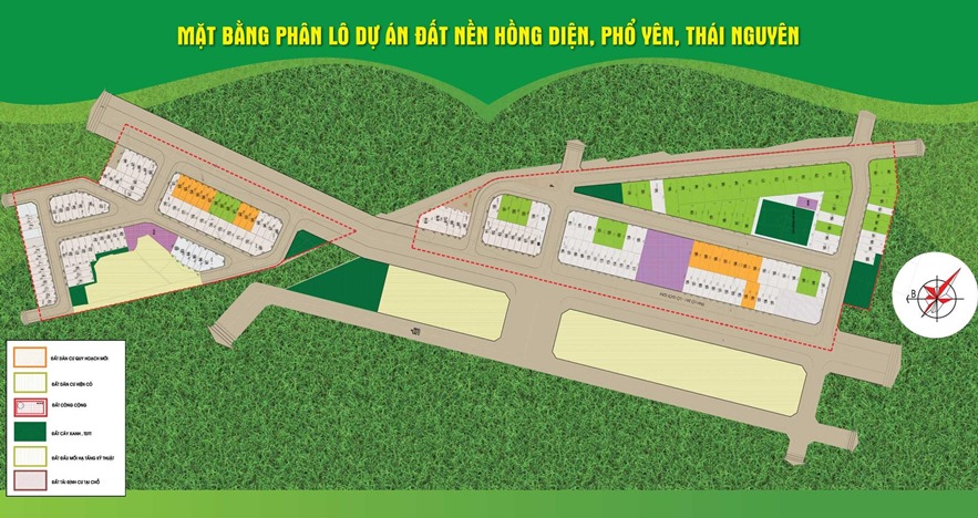 mặt bằng phân lô dự án hồng diện phổ yên