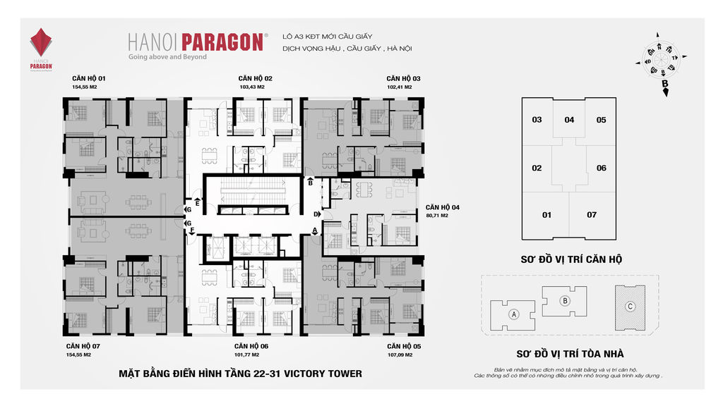 mặt bằng hà nội paragon tòa c tầng 22-31