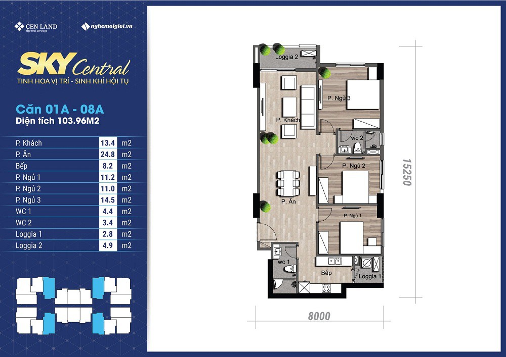 thiết kế căn hộ tòa a chung cư sky central