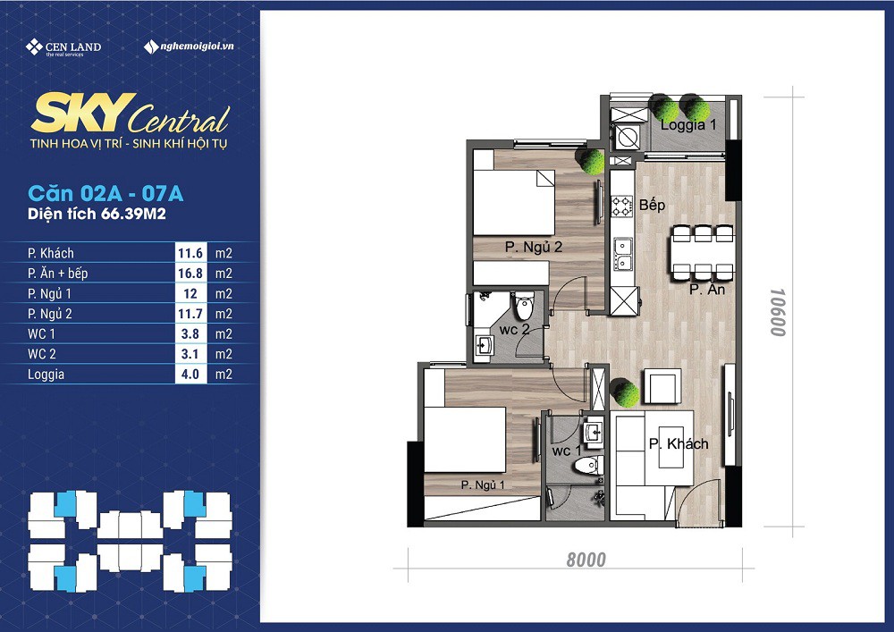 thiết kế căn hộ tòa a chung cư sky central