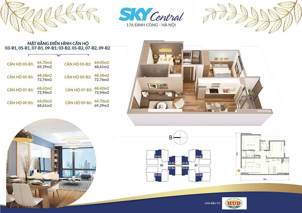 thiết kế căn hộ tòa b chung cư sky central