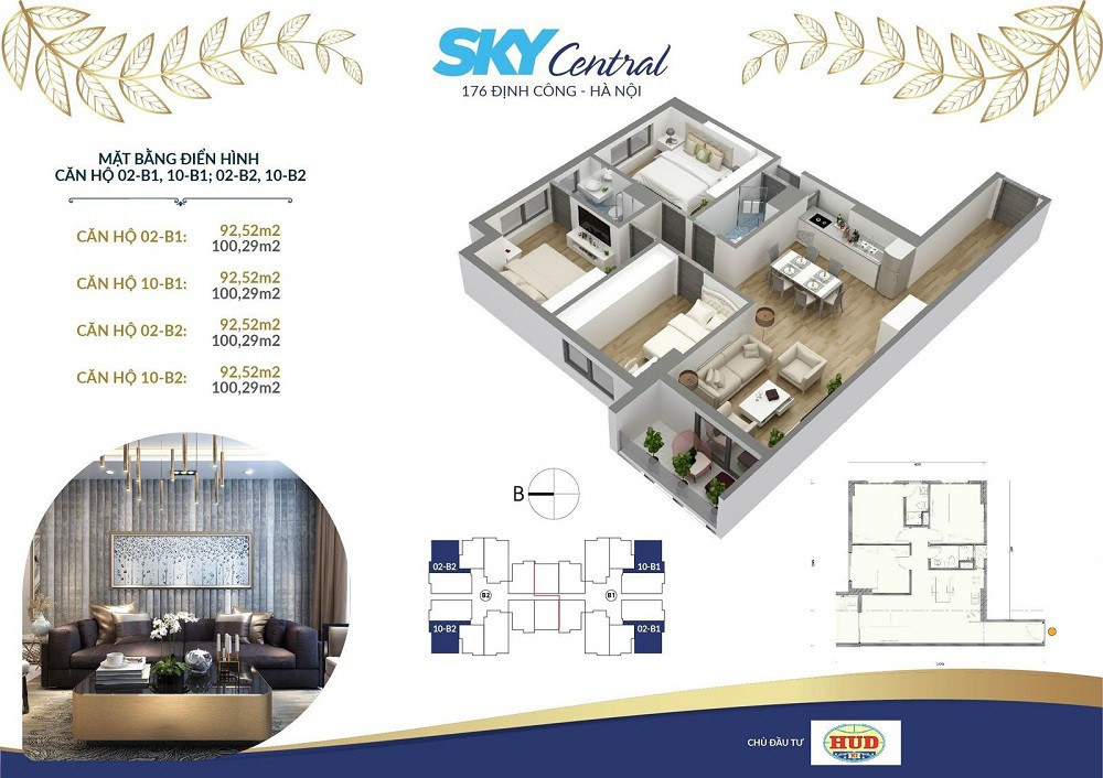 thiết kế căn hộ tòa b chung cư sky central