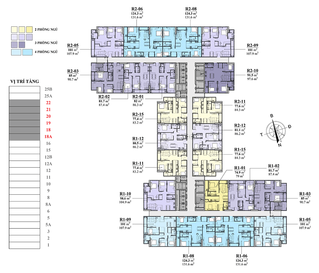 mặt bằng tầng 18a-22 chung cư florence tower