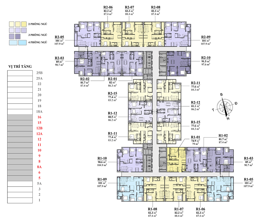 mặt bằng tầng 5-16 chung cư florence tower