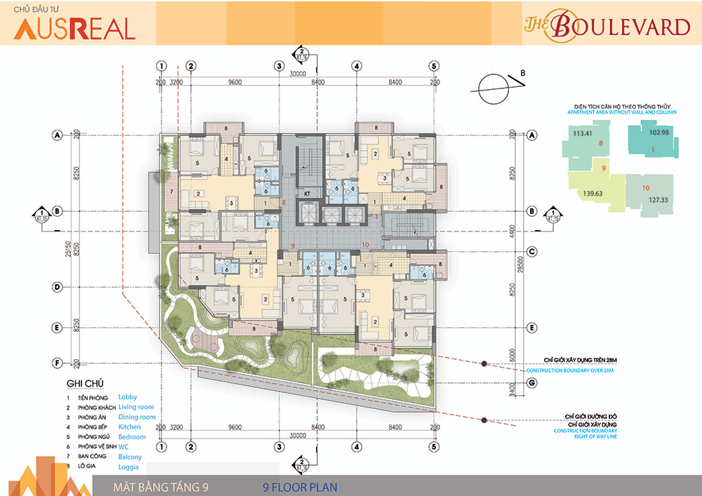 mặt bằng chung cư the boulevard tầng 9