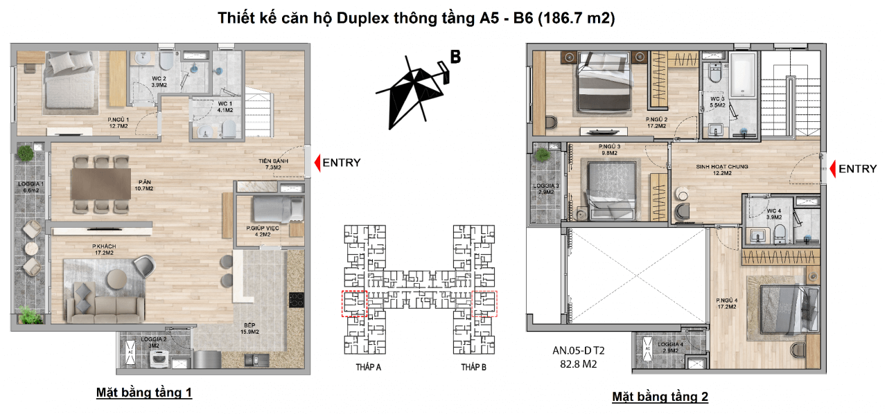 Thiết kế căn hộ duplex The Zei Mỹ Đình