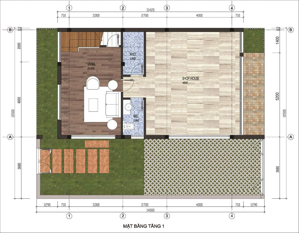 thiết kế boutique garden villas flamingo night street