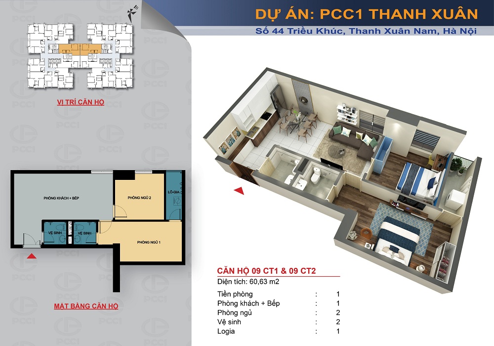 thiết kế căn hộ chung cư pcc1 thanh xuân