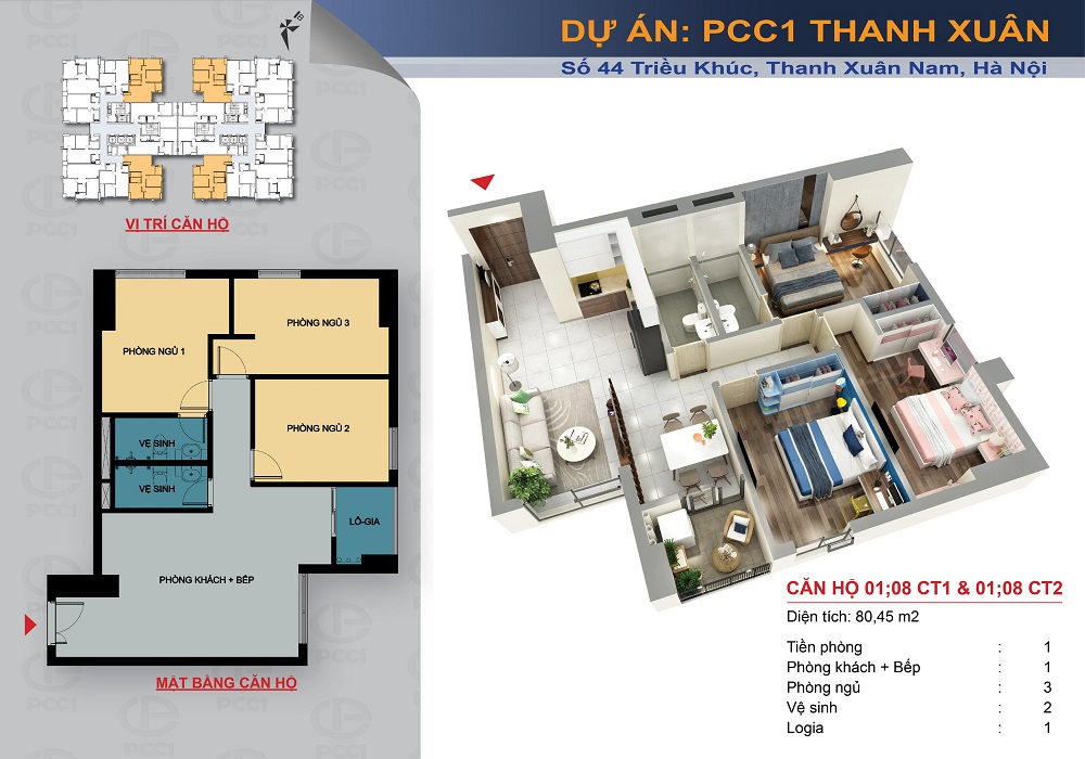 thiết kế căn hộ chung cư pcc1 thanh xuân