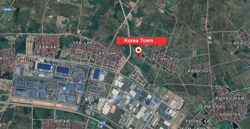 vị trí korea town yên phong bắc ninh
