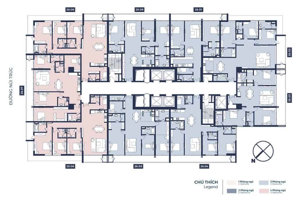 mặt bằng chung cư lancaster núi trúc tầng 26-27