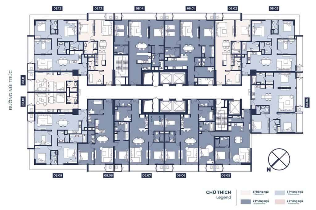 mặt bằng chung cư lancaster núi trúc tầng 8-16