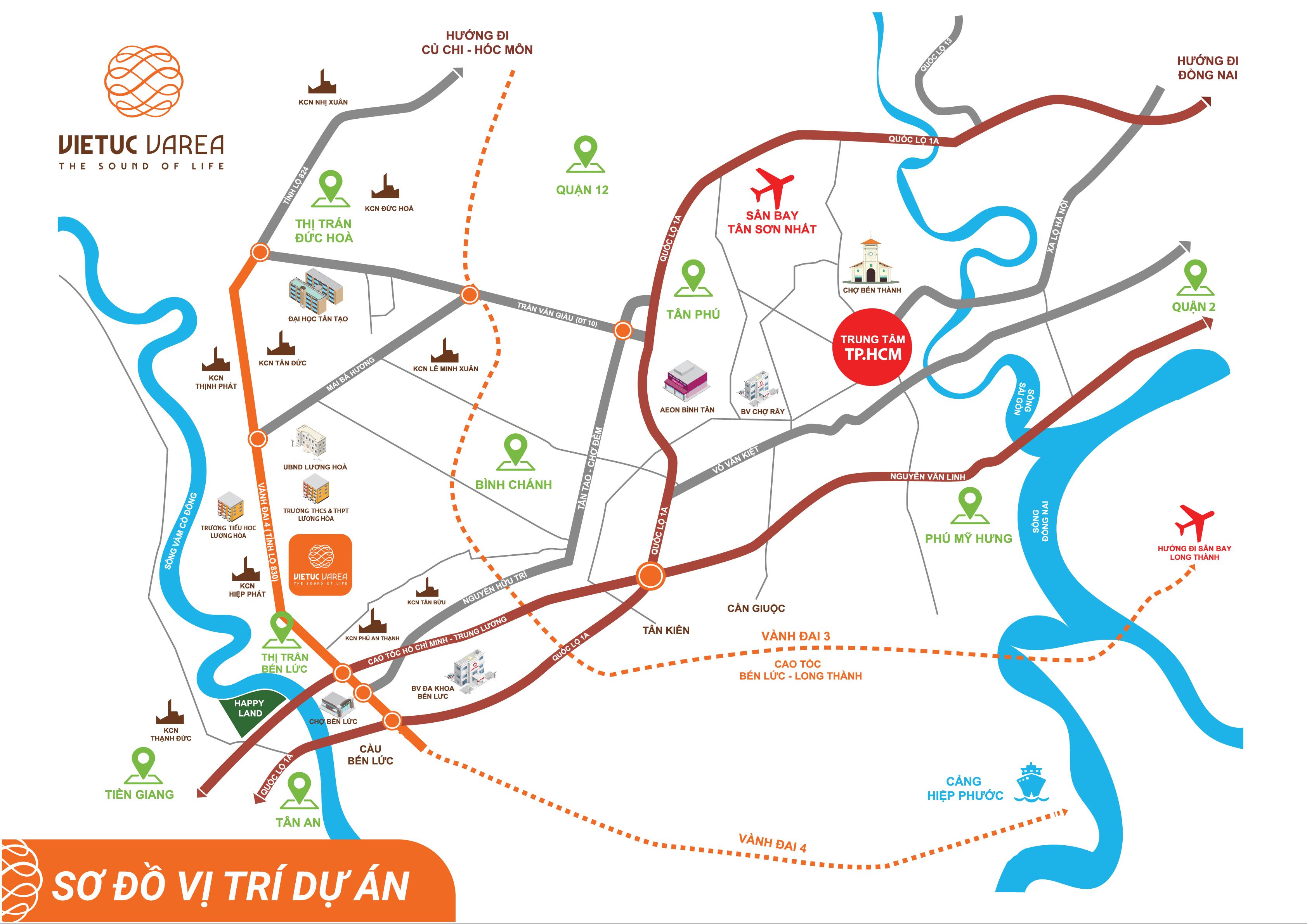 vị trí dự án việt úc varea bến lức long an