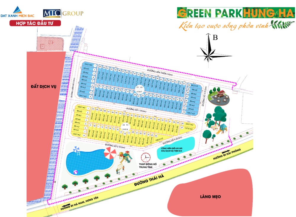 mặt bằng dự án green park hưng hà