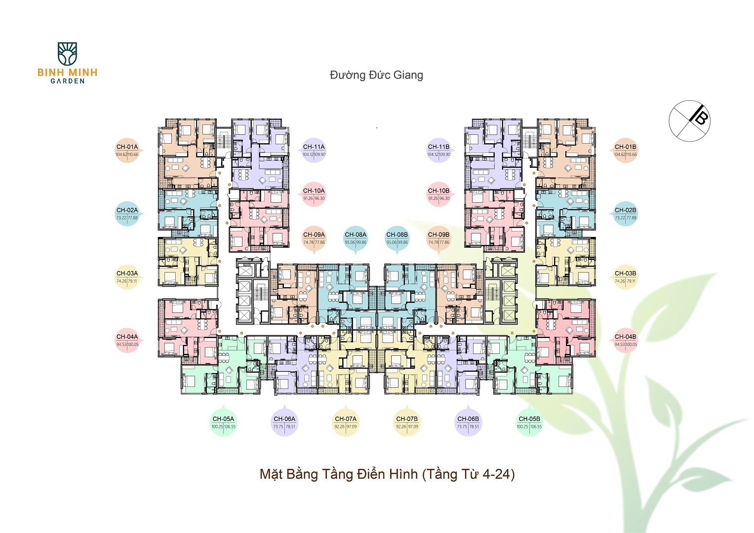 mặt bằng chung cư bình minh garden tầng 4-24