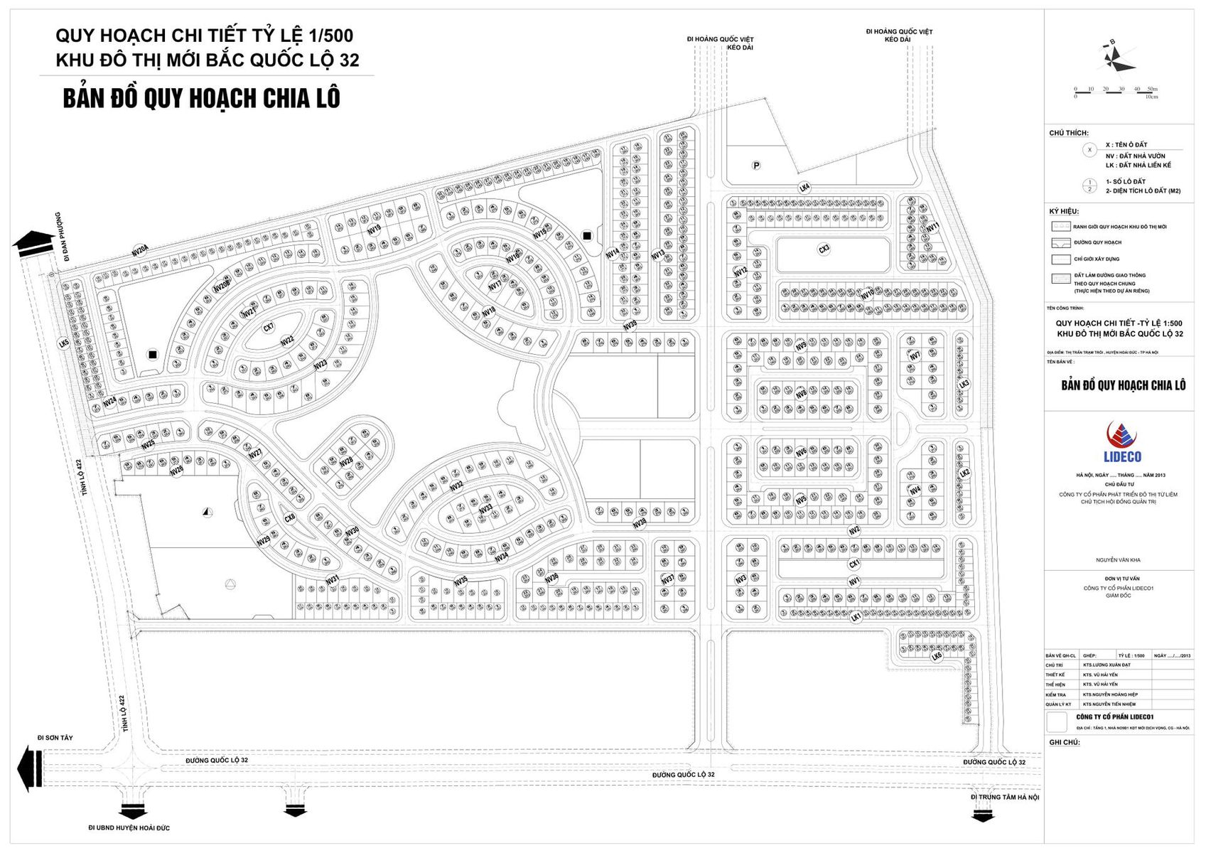Mặt bằng khu đô thị Lideco Bắc 32 Hoài Đức