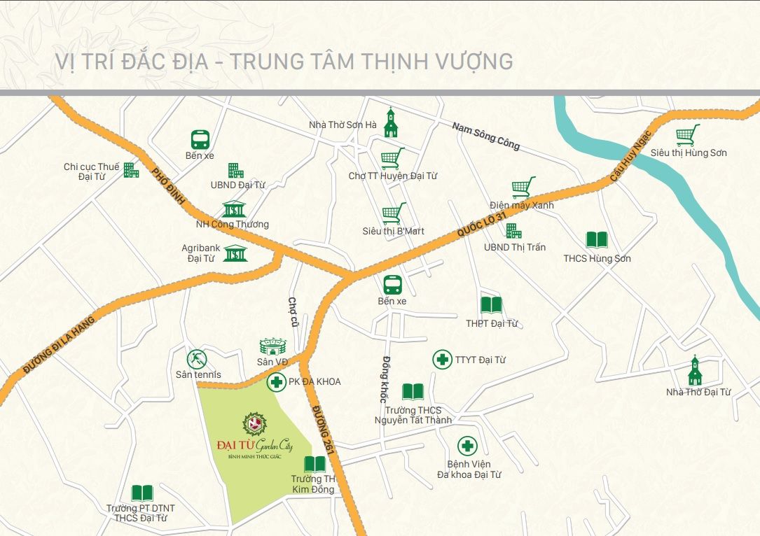 vị trí dự án đại từ garden city