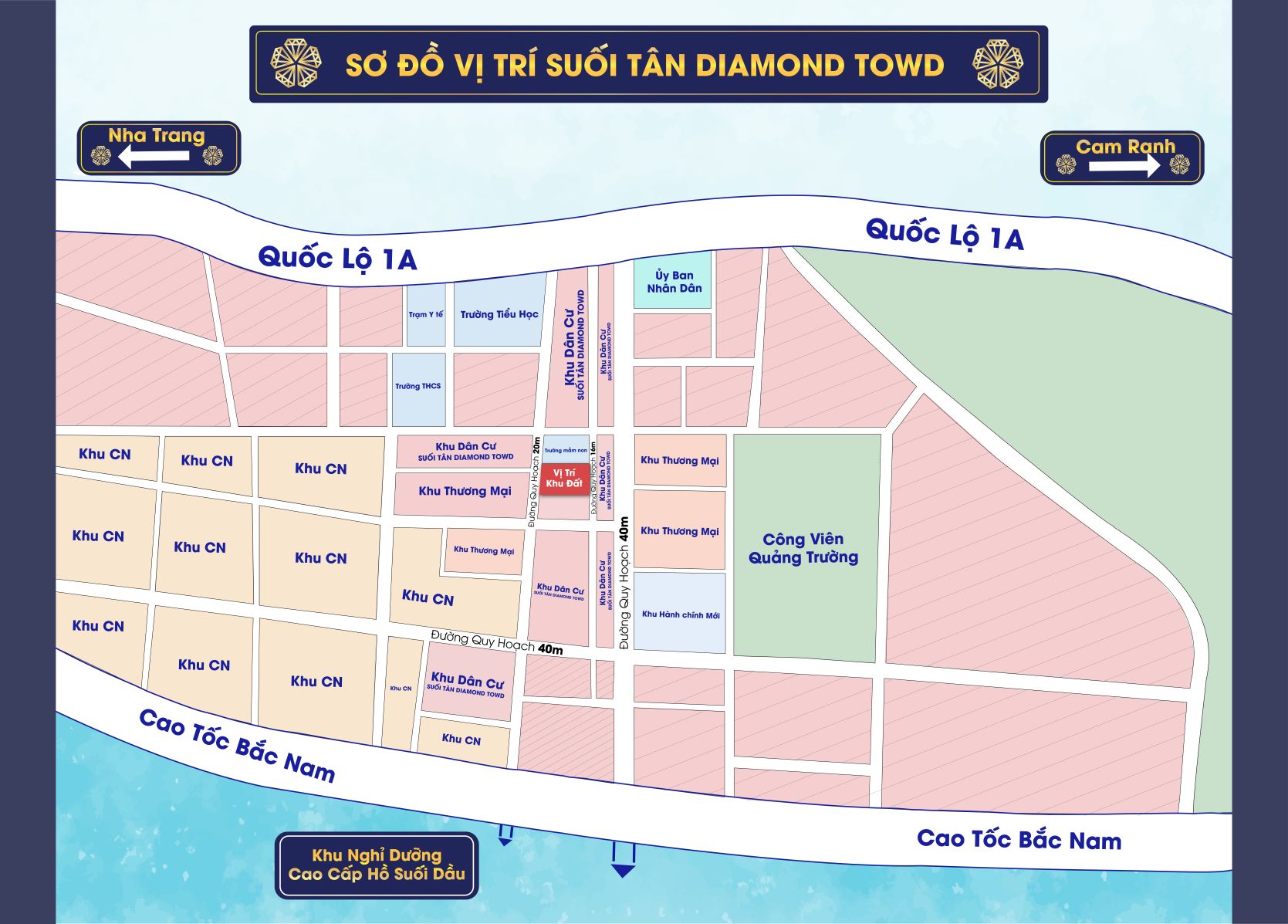 vị trí dự án suối tân diamond town