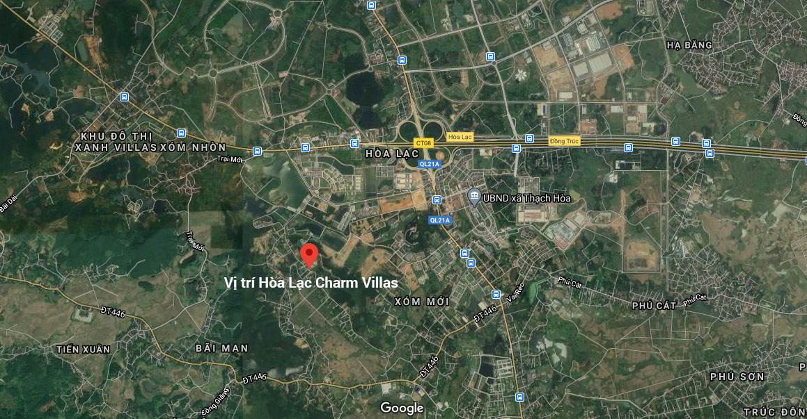 vị trí dự án đất nền hòa lạc charm villas