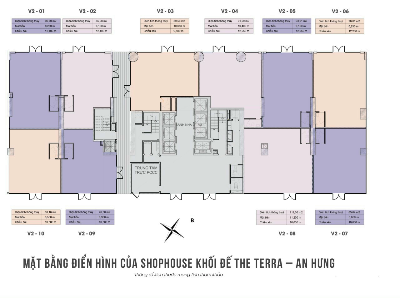 Mặt bằng shophouse khối đế tòa V2 The Terra An Hưng