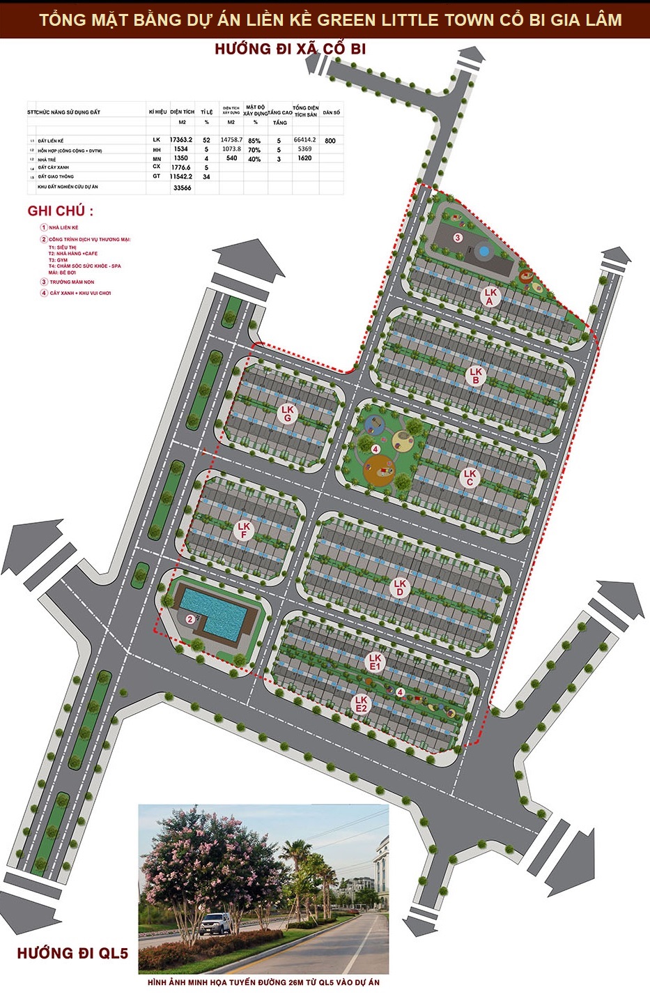 mặt bằng dự án green little town cổ bi gia lâm