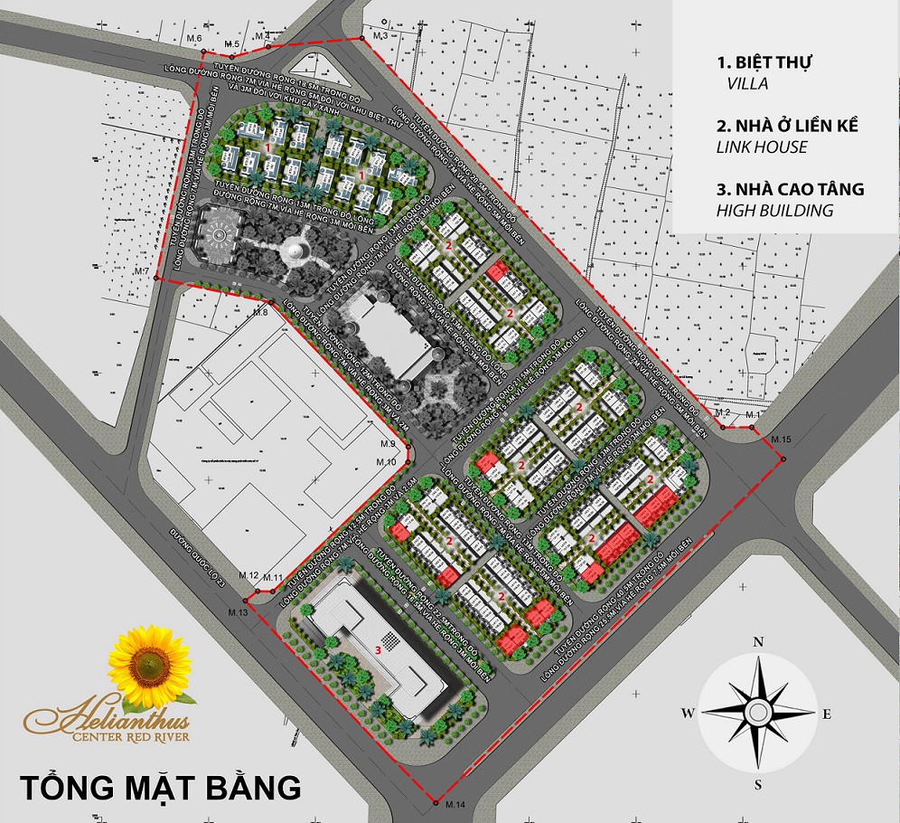 Mặt bằng dự án Helianthus Center Red River Cổ Dương Đông Anh