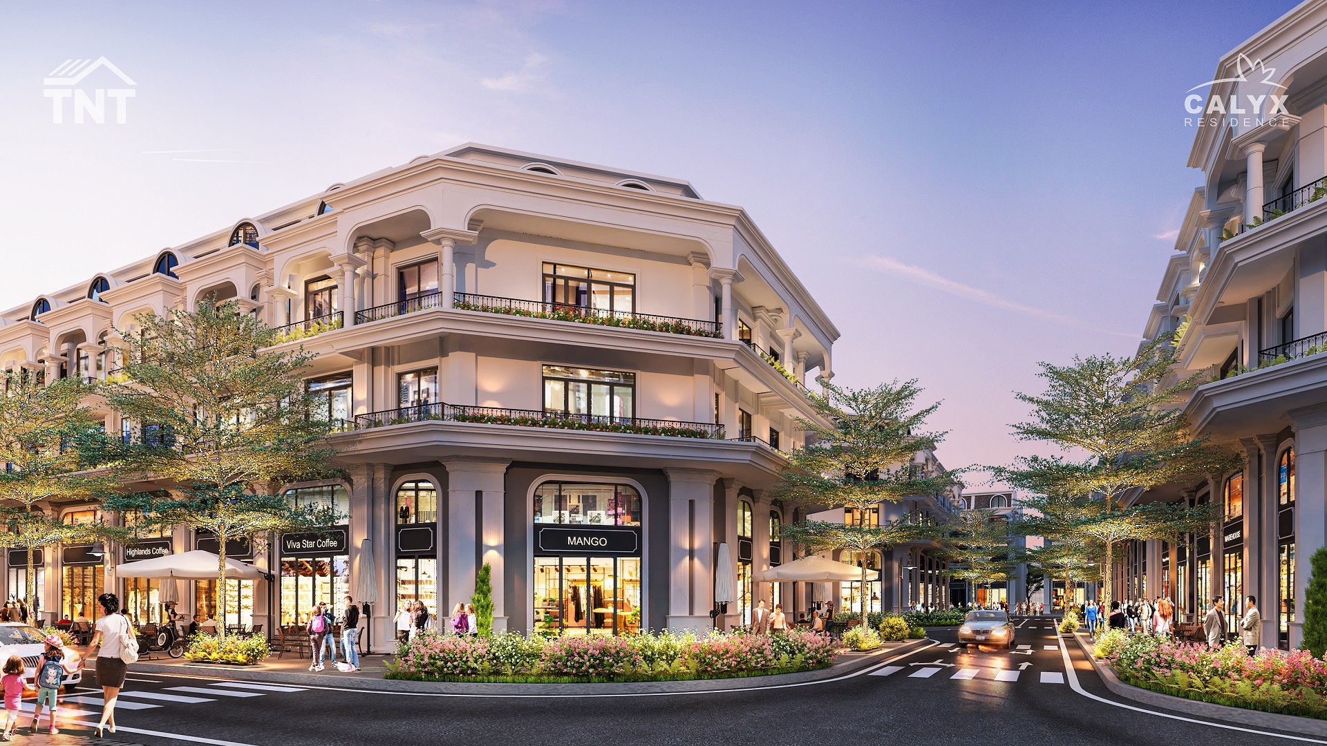 phối cảnh shophouse calyx residence uy nỗ đông anh căn góc