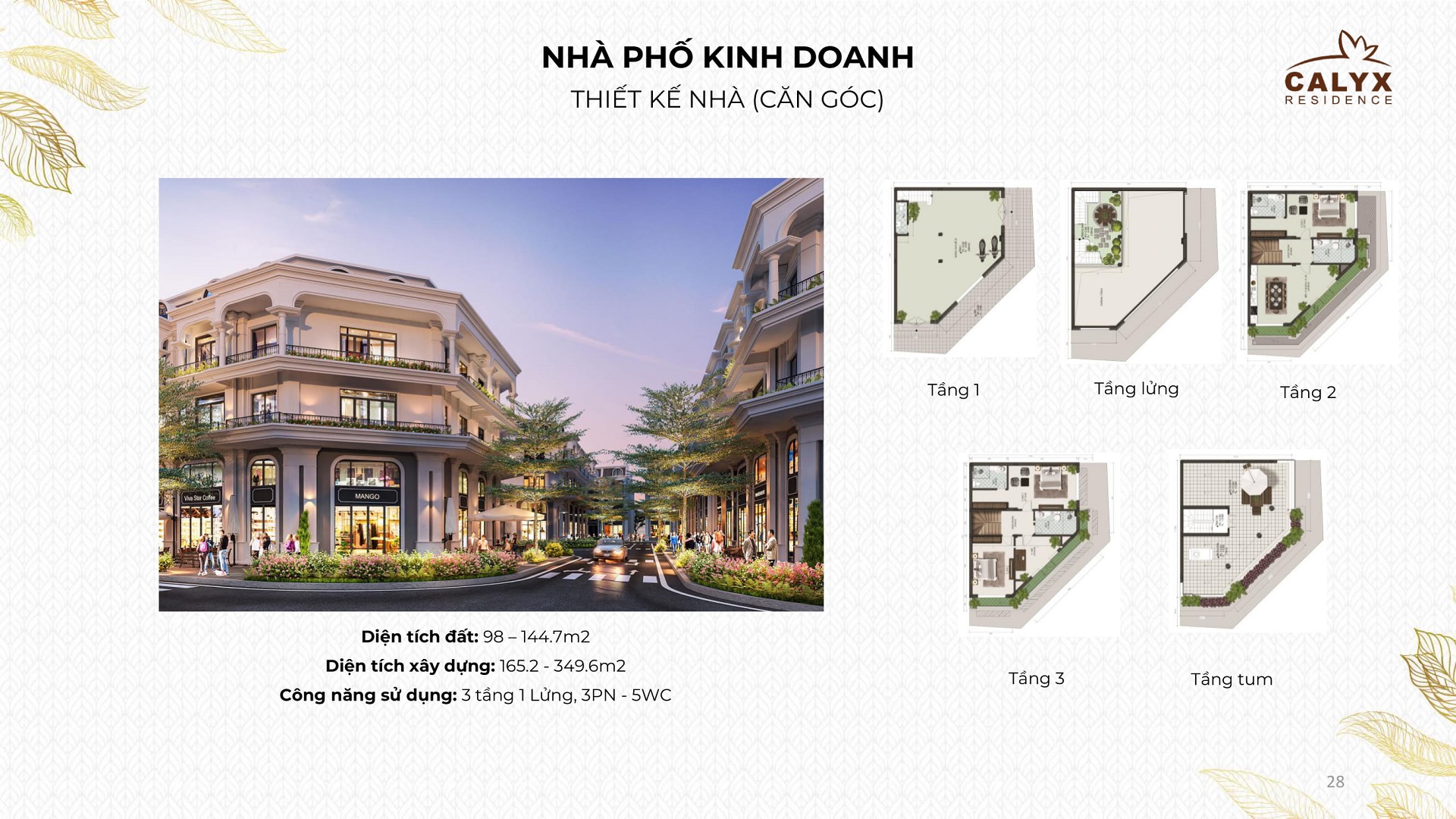 thiết kế shophouse calyx residence 319 uy nỗ đông anh căn góc