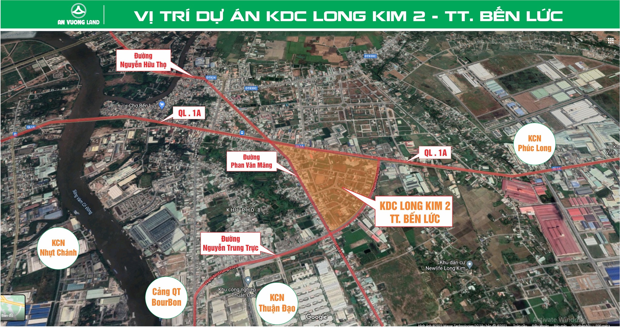 vị trí dự án long kim 2 bến lức