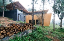 Nhà gỗ Teak giữa rừng thông